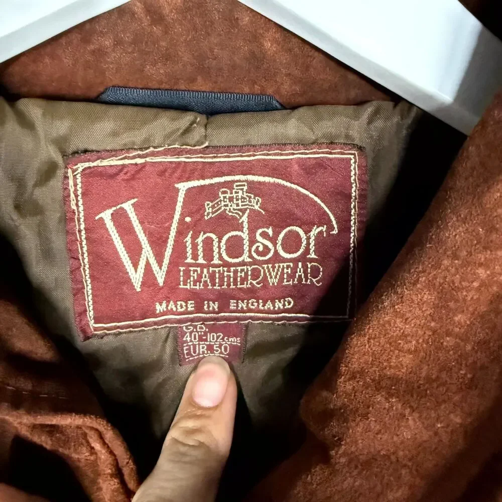 Vtg 80s Windsor Leatherwear Jacket Mens 40 Brown Suede Leather Full Zip Western